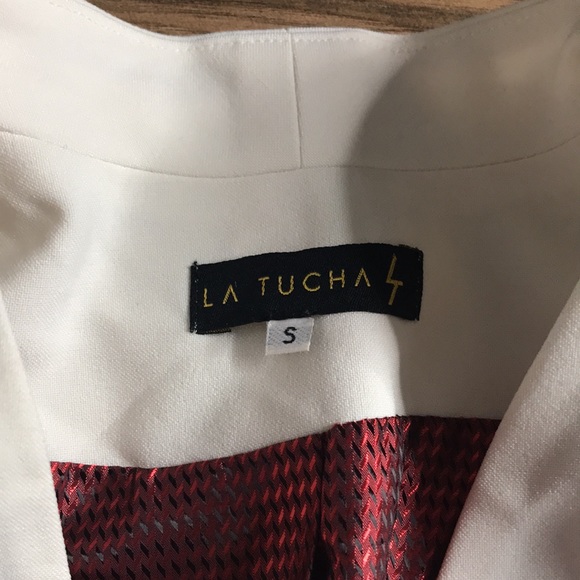 La Tucha white beaded long jacket size small - Picture 4 of 16